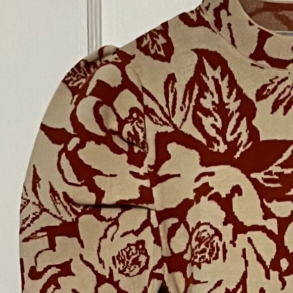 Baltic Born floral rose print mock neck puff sleeve sweater size medium retro - Picture 7 of 10